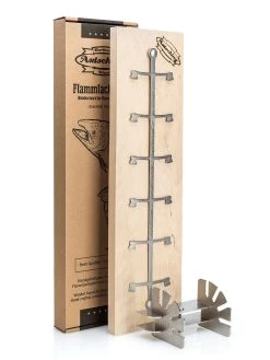 Axtschlag Flammlachsbrett Essential Line Birke - Schraubhalterung - Mit Halterung Für Feuerschalen Und Feuertonnen