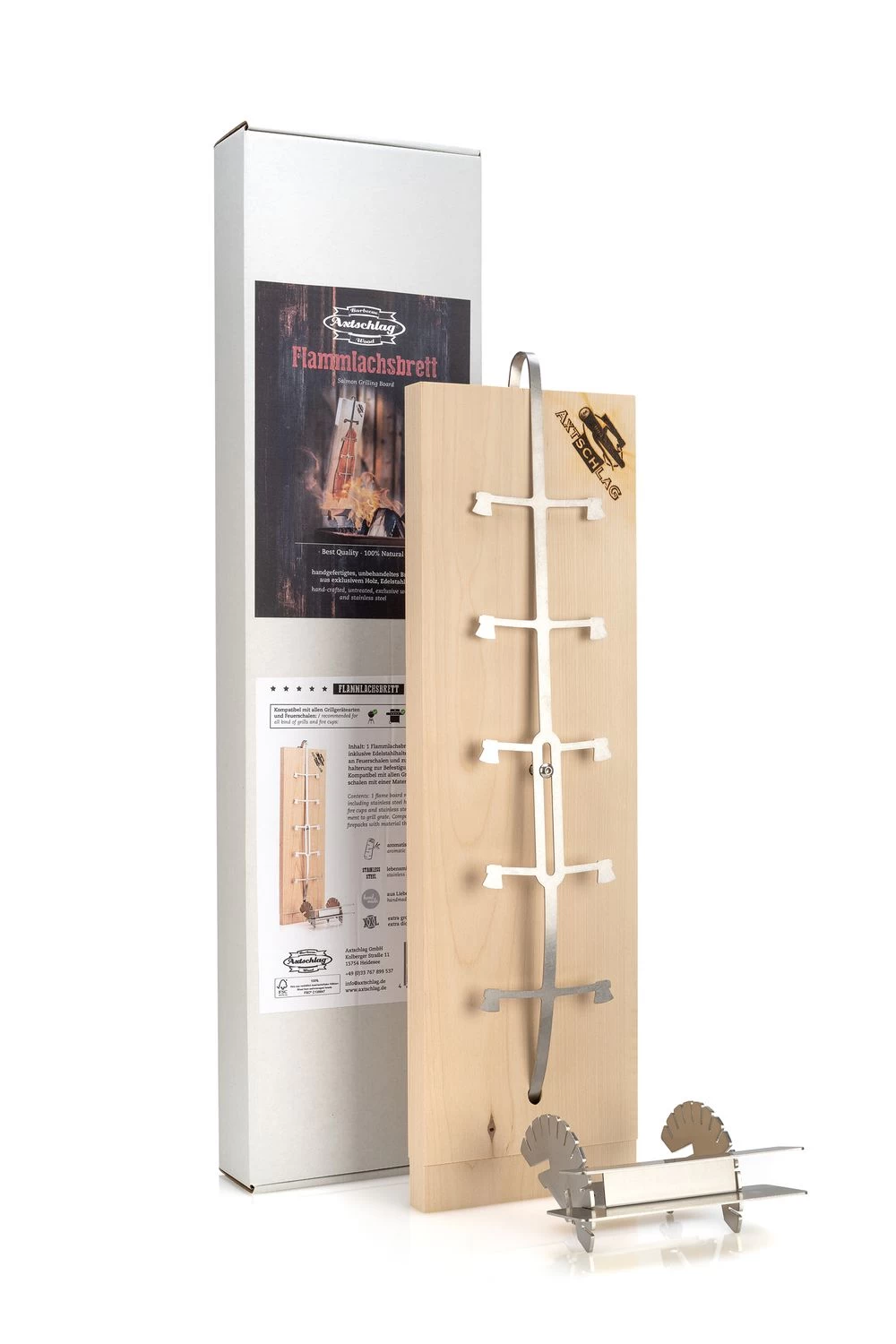 Axtschlag Flammlachsbrett Premium Line Birke - Klemmhalterung - Mit Patentierter Halterung Für Feuerstelle, Grillrost Und Gasgrill 1 Axtschlag Flammlachsbrett Premium Line Birke - Klemmhalterung - Mit Patentierter Halterung Für Feuerstelle, Grillrost Und Gasgrill