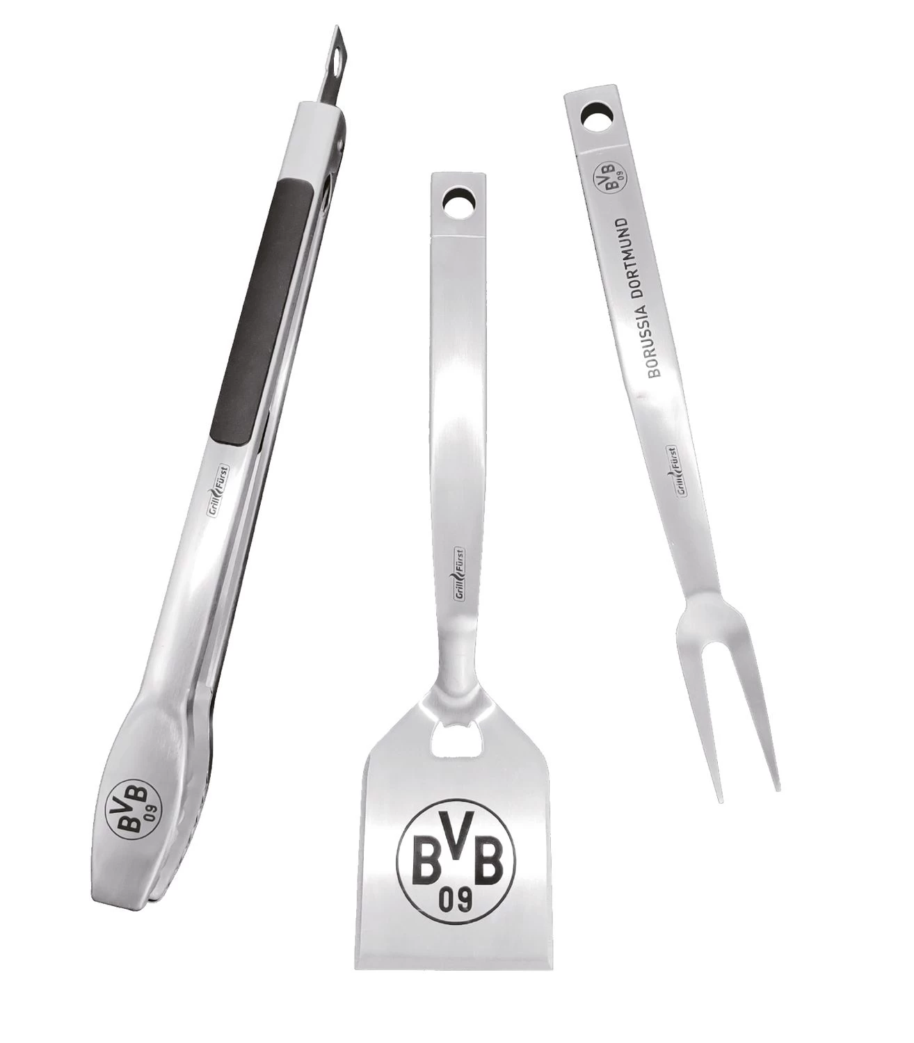 Grillfürst Premium Grillbesteck Set Mit Grillzange, -Wender Und -Gabel - Borussia Dortmund Edition In Geschenkverpackung 2 Grillfürst Premium Grillbesteck Set Mit Grillzange, -Wender Und -Gabel - Borussia Dortmund Edition In Geschenkverpackung – Bild 2