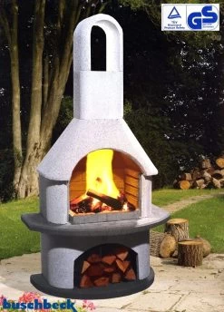 Buschbeck Gartenkamin Valenzia Weiß-anthrazit -Geschäft Für Grillzubehör Buaschbeck Grillkamin Valenzia