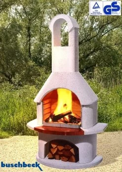 Buschbeck Gartenkamin Madeira Weiß Mit Kupferblende -Geschäft Für Grillzubehör Buschbeck Gartenkamin Madeira