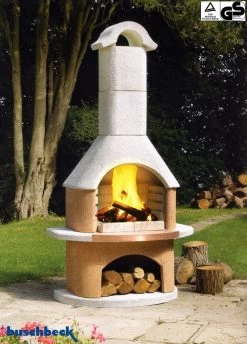 Buschbeck Gartenkamin Bologna Weiß-terra Mit Kupferblende -Geschäft Für Grillzubehör Buschbeck Grillkamin Bologna