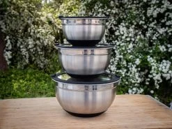 Grillfürst BBQ 3er Edelstahlschüssel Set Mit Glasdeckel -Geschäft Für Grillzubehör GRillfuerst Edelstahlschuessel Set Groessen Vergleich