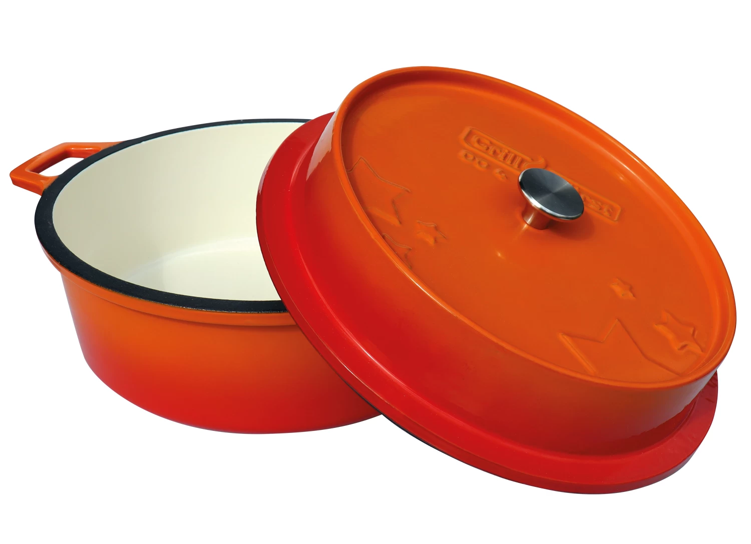 Grillfürst Emaillierter Dutch Oven Ohne Füsse DO4 - Orange 1 Grillfürst Emaillierter Dutch Oven Ohne Füsse DO4 - Orange