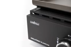 Grillfürst Plancha Grill - 2 Brenner Mit Insgesamt 7 KW Und Edelstahl Plancha - Inkl. 2 Stk. Plancha Spatel Und Grillzange -Geschäft Für Grillzubehör Grillfuerst Gas Planchagrill Blende schwarz