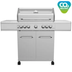 Grillfürst G521G 5-Brenner Edelstahl-Gasgrill Mit Hochtemperaturbrenner, Heckbrenner Und Gusseisen Rosten