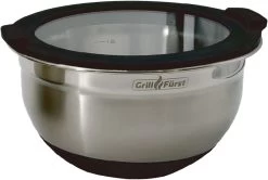 Grillfürst BBQ 3er Edelstahlschüssel Set Mit Glasdeckel -Geschäft Für Grillzubehör Grillfuerst edelstahl Schuessel klein Glasdeckel