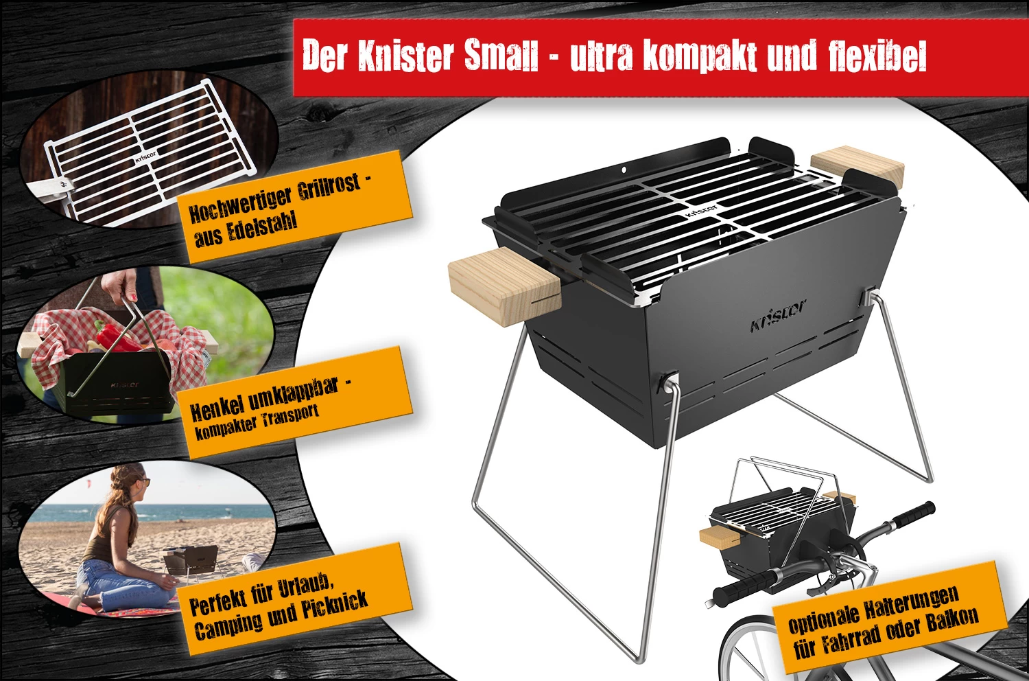 Knister Grill Small - Holzkohle Kompaktgrill 1 Knister Grill Small - Holzkohle Kompaktgrill