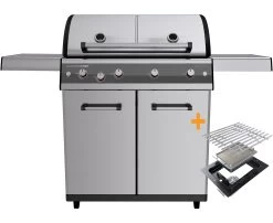 Outdoorchef Dualchef S 425 G Edelstahl Gasgrill Mit Seitenkocher + Blazing Zone Infrarotbrenner + DGS Gusseisen Grillrost 2 Stk. + DGS Gemüse Grillrost 2 Stk.