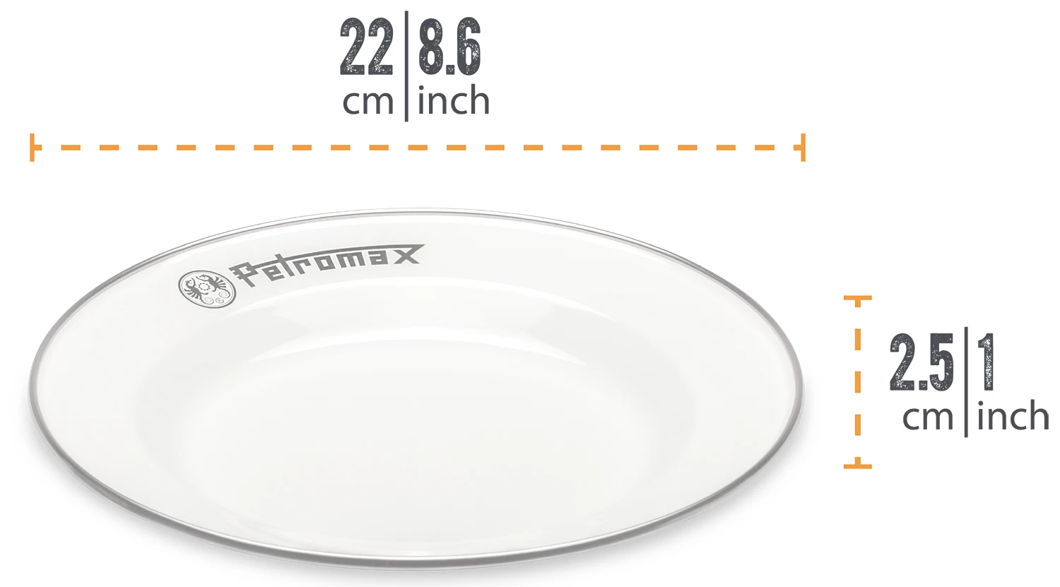 Petromax Emaille Teller / Ø22 Cm / Weiß, 2 Stück 1 Petromax Emaille Teller / Ø22 Cm / Weiß, 2 Stück