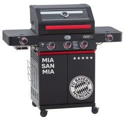 Rösle Videro G3-S VARIO+ Schwarz Gasgrill - FC Bayern Edition - Inkl. FC Bayern Abdeckhaube, Barbecue Grillzange Und Burgerpresse