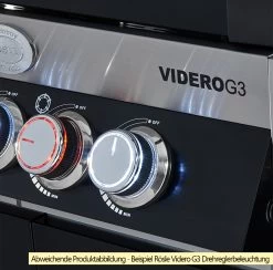 Rösle Gasgrill Videro G2 Schwarz - Modell 2022 -Geschäft Für Grillzubehör Roesle Videro Drehreglerbeleuchtung Berispiel G3