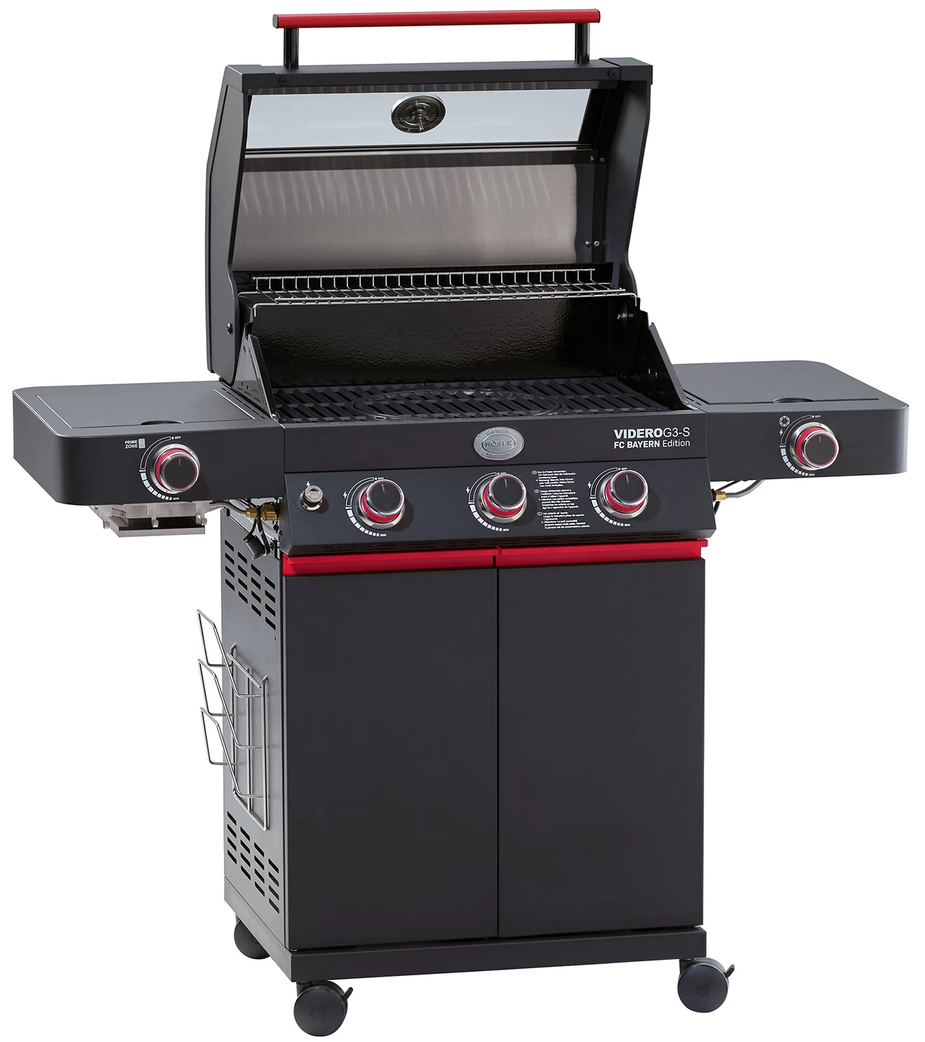 Rösle Videro G3-S VARIO+ Schwarz Gasgrill - FC Bayern Edition - Inkl. FC Bayern Abdeckhaube, Barbecue Grillzange Und Burgerpresse 3 Rösle Videro G3-S VARIO+ Schwarz Gasgrill - FC Bayern Edition - Inkl. FC Bayern Abdeckhaube, Barbecue Grillzange Und Burgerpresse – Bild 3