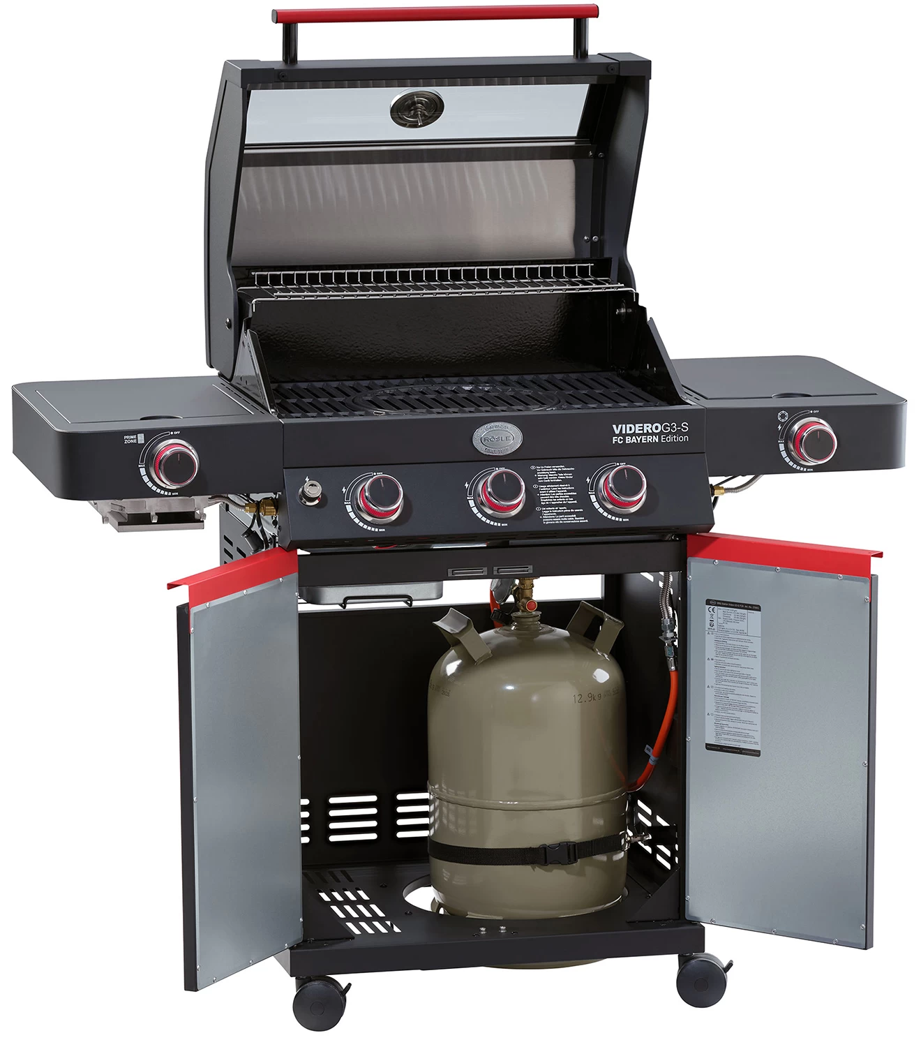 Rösle Videro G3-S VARIO+ Schwarz Gasgrill - FC Bayern Edition - Inkl. FC Bayern Abdeckhaube, Barbecue Grillzange Und Burgerpresse 4 Rösle Videro G3-S VARIO+ Schwarz Gasgrill - FC Bayern Edition - Inkl. FC Bayern Abdeckhaube, Barbecue Grillzange Und Burgerpresse – Bild 4