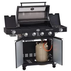 Rösle Gasgrill BBQ-Station Videro G4-S Vario+ Nero Schwarz - Modell 2023 - SMART Deal Inkl. Grillfürst Grill Control + Abdeckhaube Und Grillplatte -Geschäft Für Grillzubehör Roesle Videro G4 S Vario NERO matt schwarz offen 1