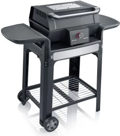 Severin Elektrogrill SEVO GTS - Boost Zone 500°C - Mit Deckel Und Grillwagen - 3.000 W - Inkl. Grillfürst Premium Grillbesteck Set Und Premium Grillbürste -Geschäft Für Grillzubehör Severin Elektrogrill Power Boost pg8107 sevo gs deckel geschlossen