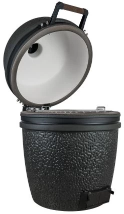 The Bastard Keramikgrill VX Large - Solo - Schwarz Matt - Modell 2023 16 The Bastard Keramikgrill VX Large - Solo - Schwarz Matt - Modell 2023 -Geschäft Für Grillzubehör The Bastard VX Keramikgrill Large Solo offen links