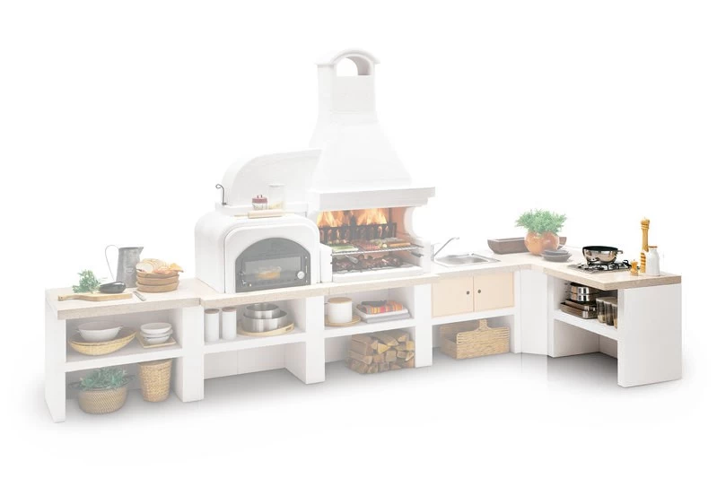 Palazzetti Gartenküche: Modul 2- Flammige Gaskochstelle Mit Edelstahl Abdeckung, Marmortech Rot 1 Palazzetti Gartenküche: Modul 2- Flammige Gaskochstelle Mit Edelstahl Abdeckung, Marmortech Rot