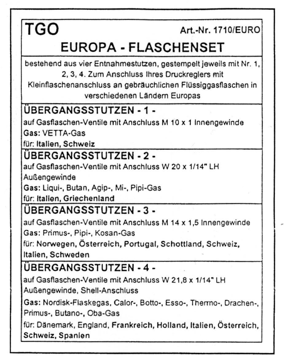 TGO EURO Reiseset Anschluss Set, Flasche 2 TGO EURO Reiseset Anschluss Set, Flasche – Bild 2